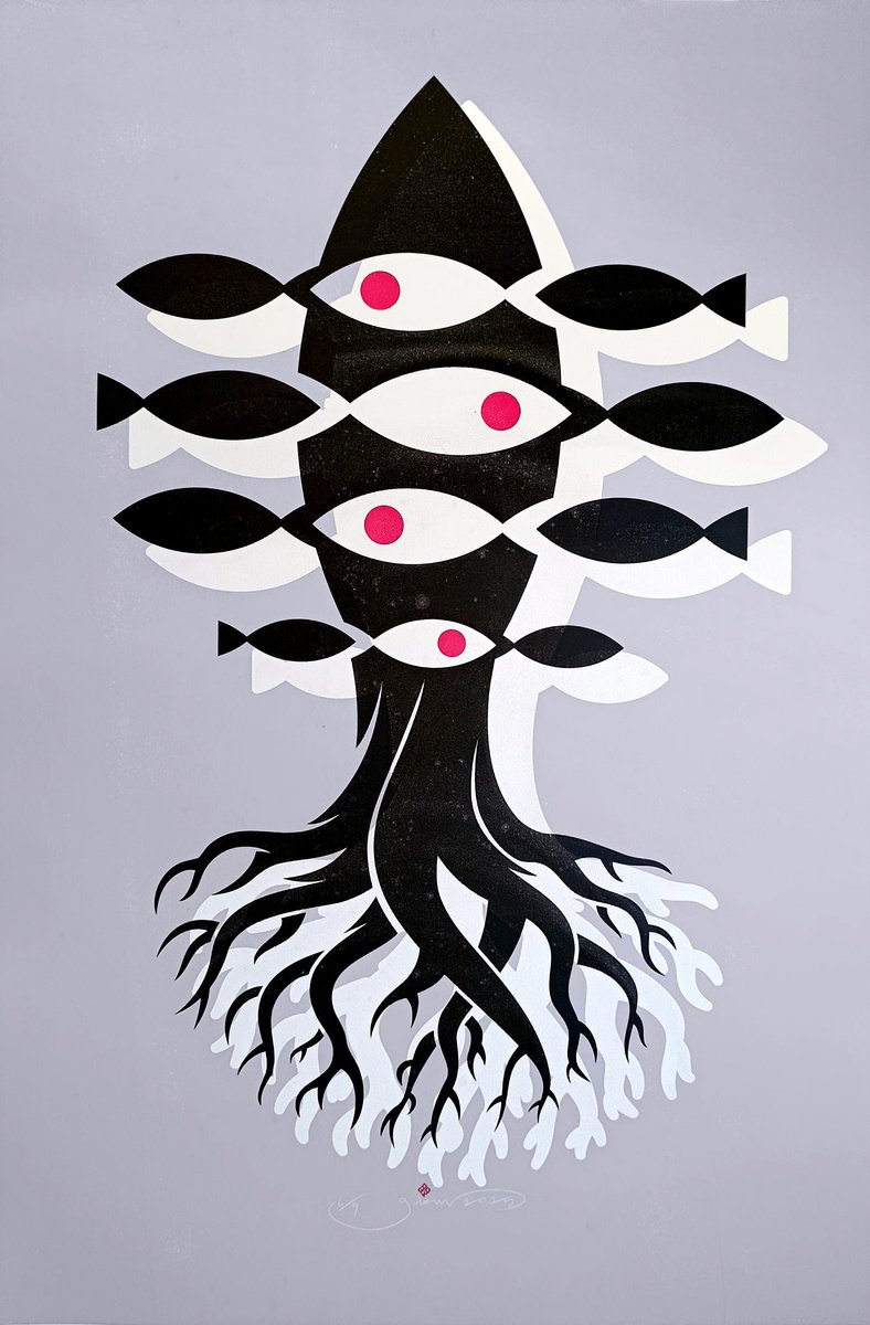 Graphic Animal Screenprint By Gokhan Okur, 25 X 38, Life, Original Artwork