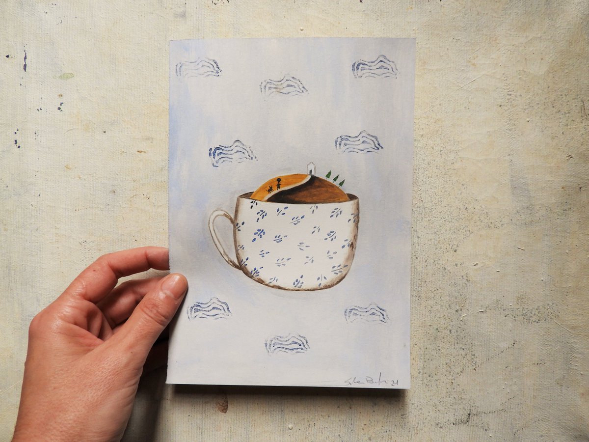 Inside a cup - oil on paper by Silvia Beneforti