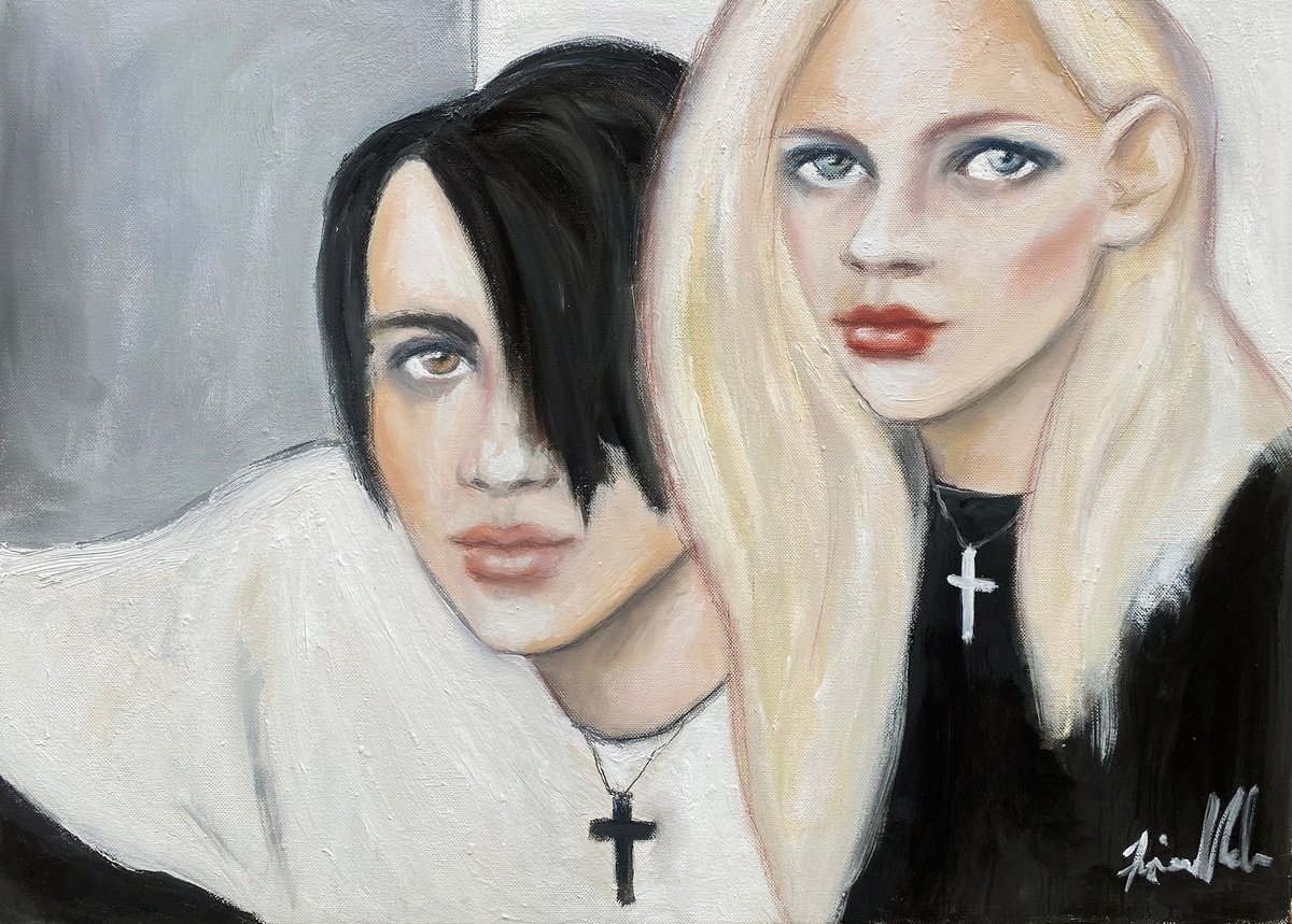 Expressive Portrait Oil Painting By Fiona Maclean, 24 X 18, Duality Ii, Original Artwork