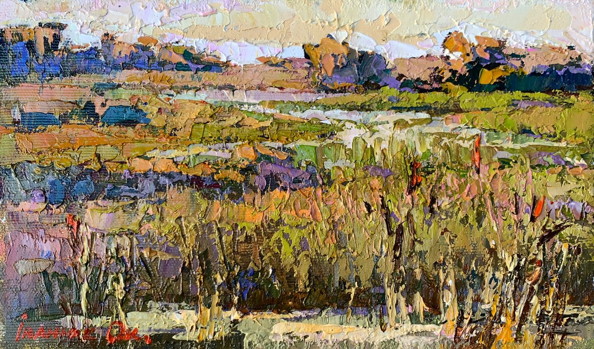 Impressionistic Landscape Oil Painting By Kalenyuk Alex, 10 X 6", River Flood, Original Artwork