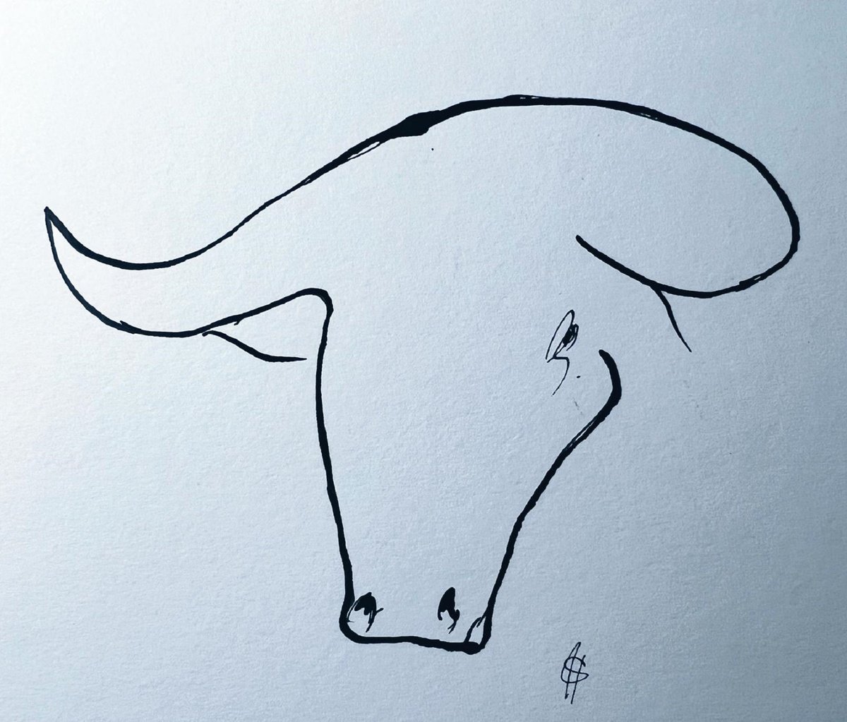 Bull Head In Ink by Shabs Beigh