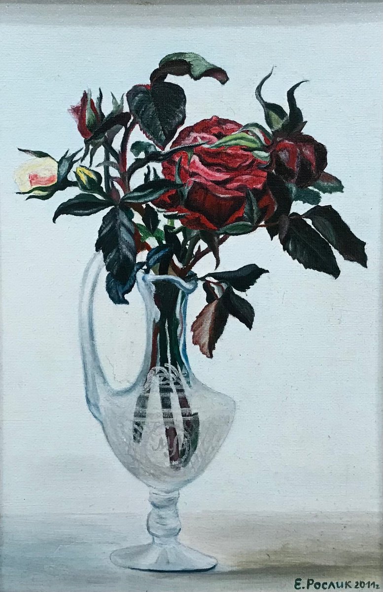 Original oil painting Autumn roses - 24x31 cm (2011) by Evgeniya Roslik
