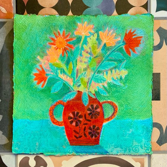 Red Vase of Flowers