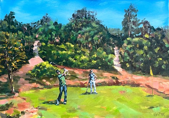 Golfers at Burley, New Forest (Plein Air)