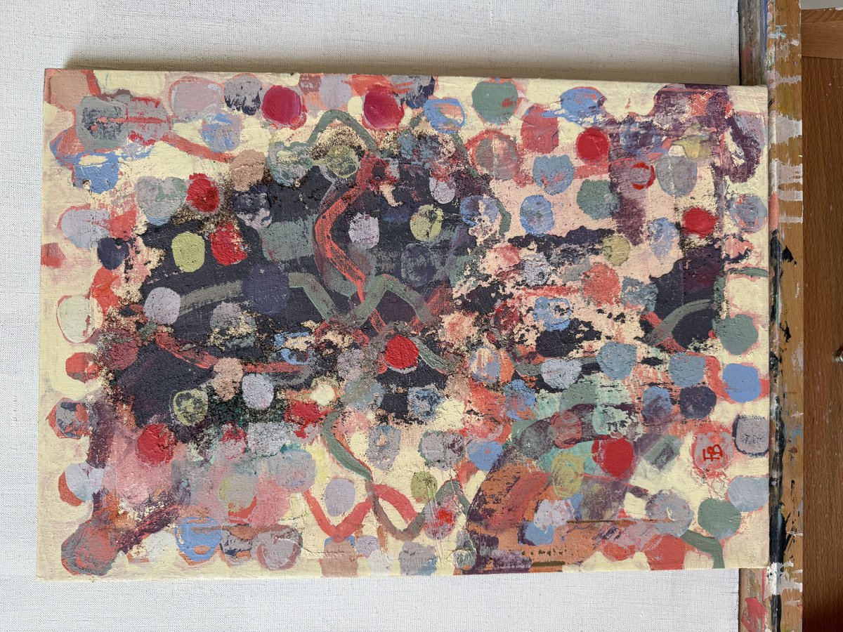 Geometric Abstract Acrylic Painting By Florina Breazu, 13 X 19, Congruence Iv, Original Artwork