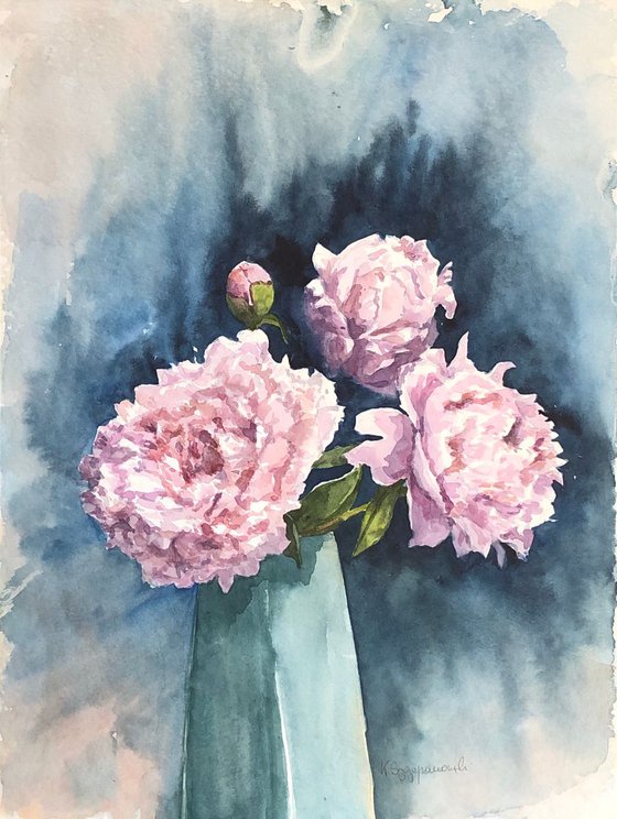 Symphonie in blue and pink - peonies