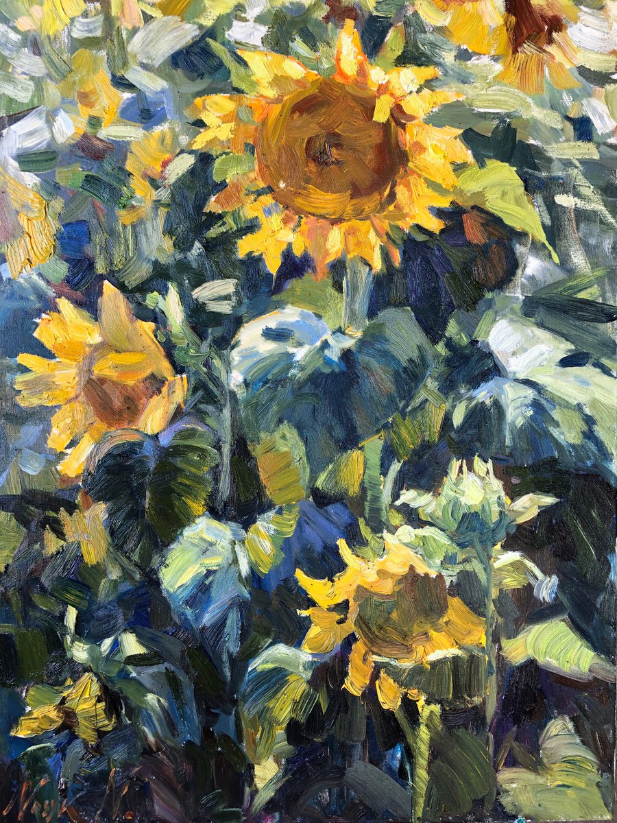 Sunflowers afternoon | oil painting on canvas by Nataliia Nosyk