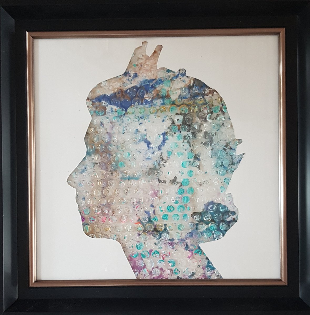 Expressive Portrait Collage By Els Driesen, 13 X 13, Queen Elisabeth 2, Original Artwork