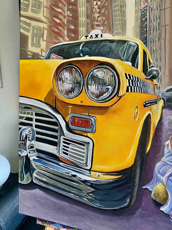 COMMISSION COSTUME ARTWORK : Taxi and girl at New York street