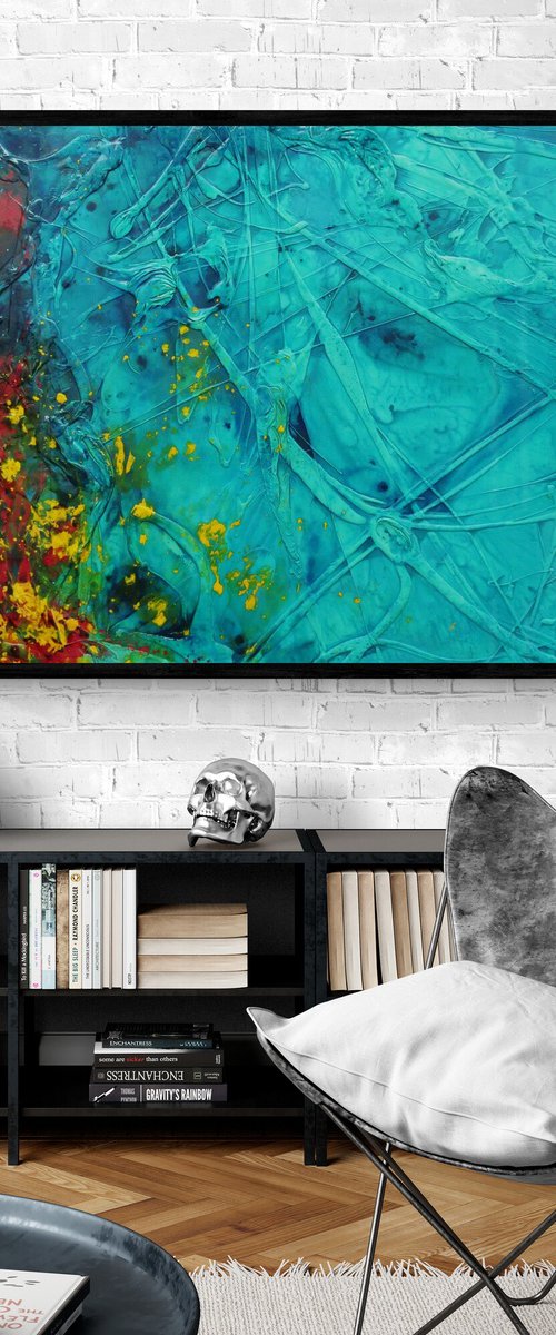 Jaded Red Dragon 190cm x 100cm Textured Abstract Art by Franko