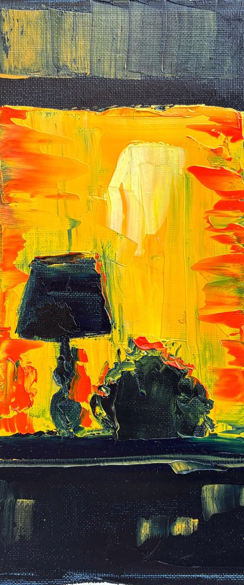 Warm window in the night by Dmitry Fedorov