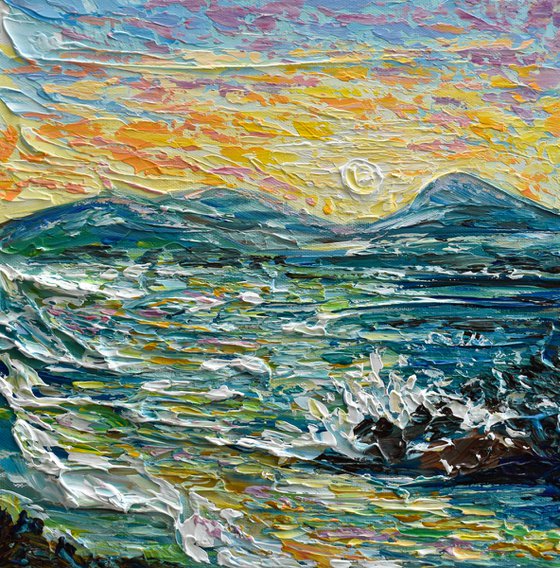 Ocean Sunrise - Original Painting on Canvas, Palette Knife Art