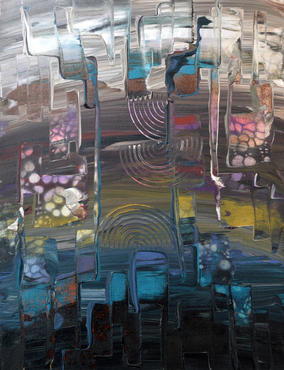 Organic Abstract Acrylic Painting By Lucian Richards, 17 X 22", Jubilee, Original Artwork