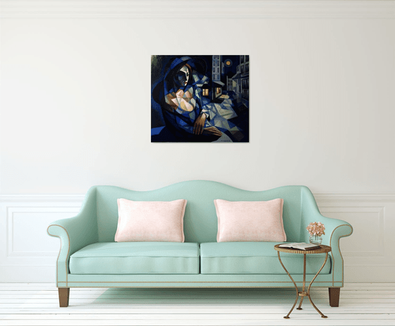 Night(90x80cm,  oil painting, ready to hang)