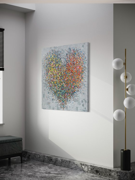 The Protective Optimist - 127cm squ - mixed media on canvas