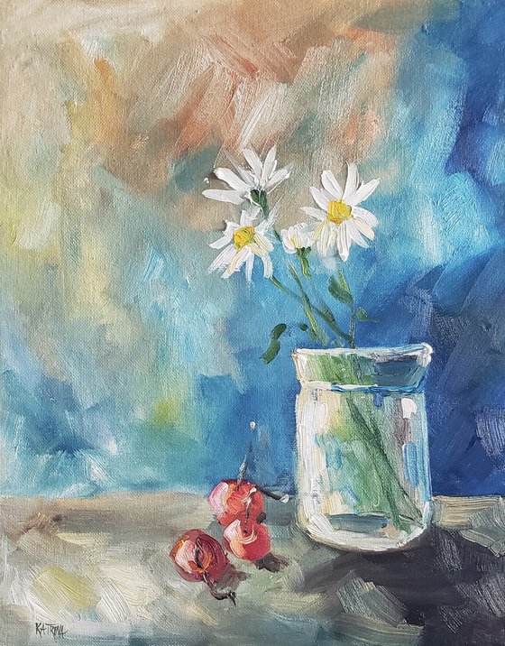 "3 Cherries" - Still Life - Daisies