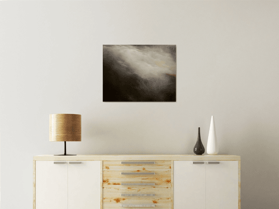 The beginning of time 50X64 cm  - gold particles original oil painting landscape gift modern urban art office art decor home decor gift idea