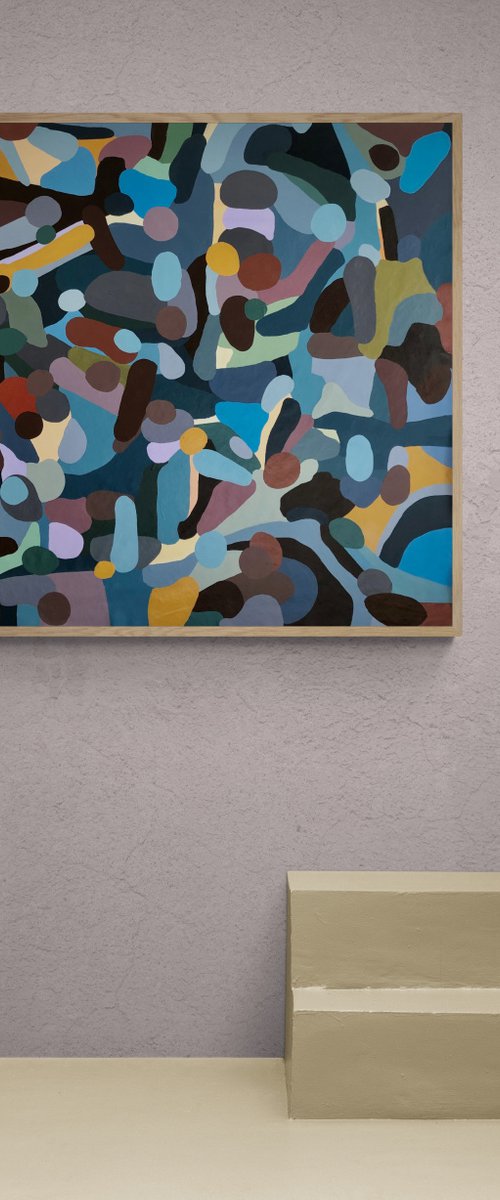 Abstract painting. Blue leaves by Ilaria Dessí
