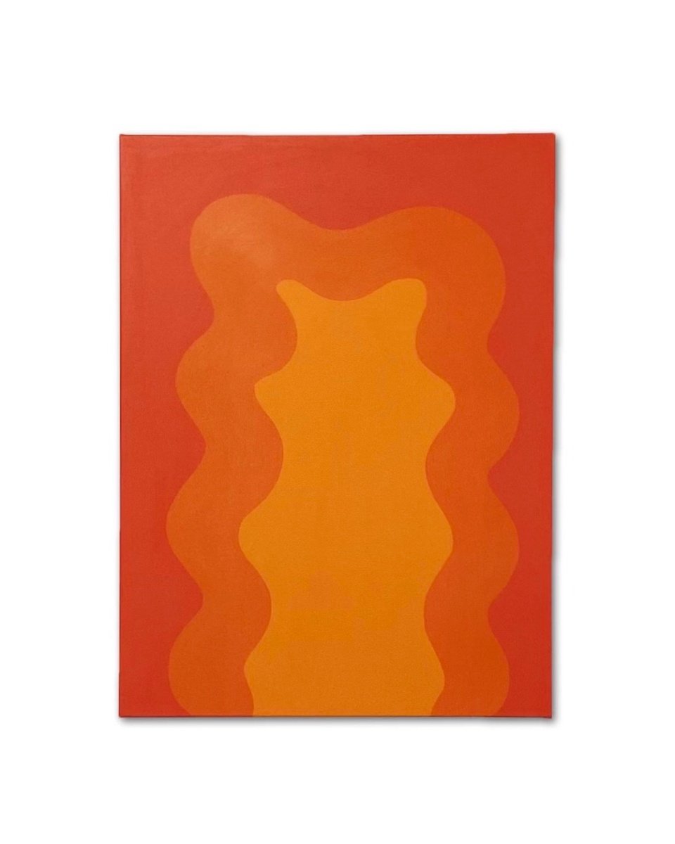 Organic Abstract Acrylic Painting By Shadia Sabagh, 18 X 24", Orange, Original Artwork