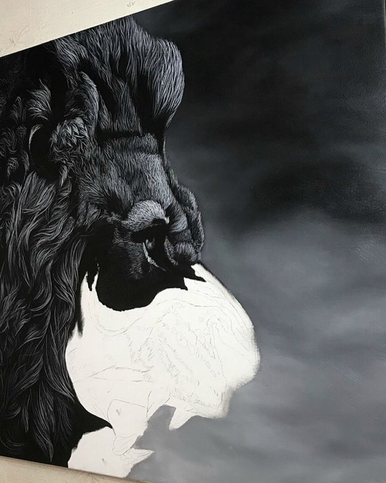 "LION " - commission artwork for Greg (100 x 100 cm)