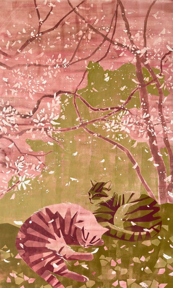 Cats Under The Cherry Blossoms