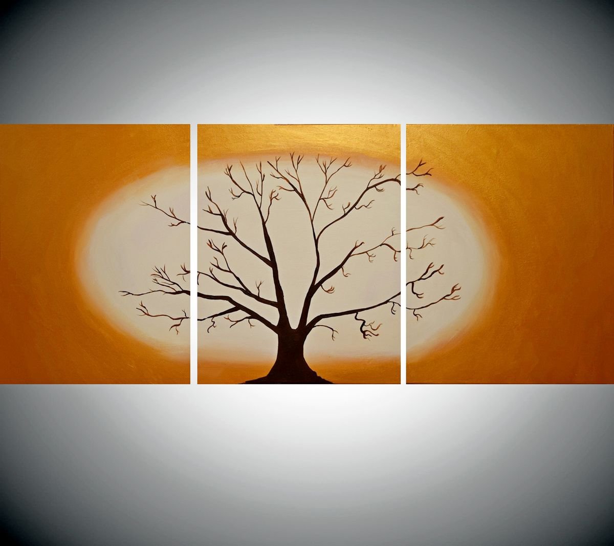 triptych multi color 3 panel wall art color gold Artfinder