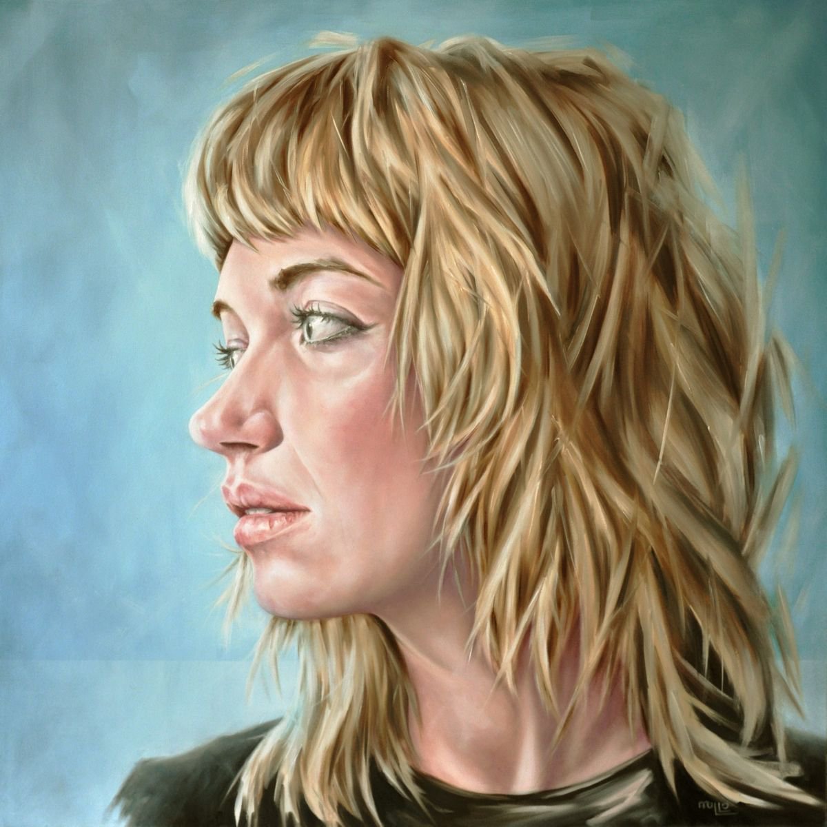 Urban And Pop Portrait Oil Painting By Mullo Art, 39 X 39", How Far Is Gone, Original Artwork