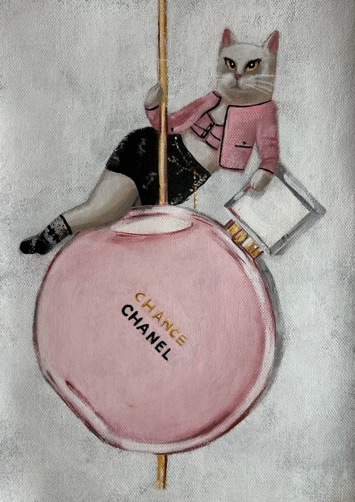 Chanel Chance Essence -  fashion, girl, perfume, small painting by Olesya Izmaylova
