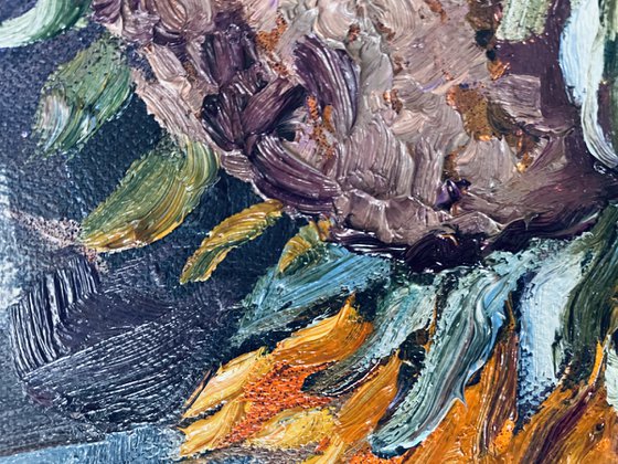 A large bouquet of sunflowers