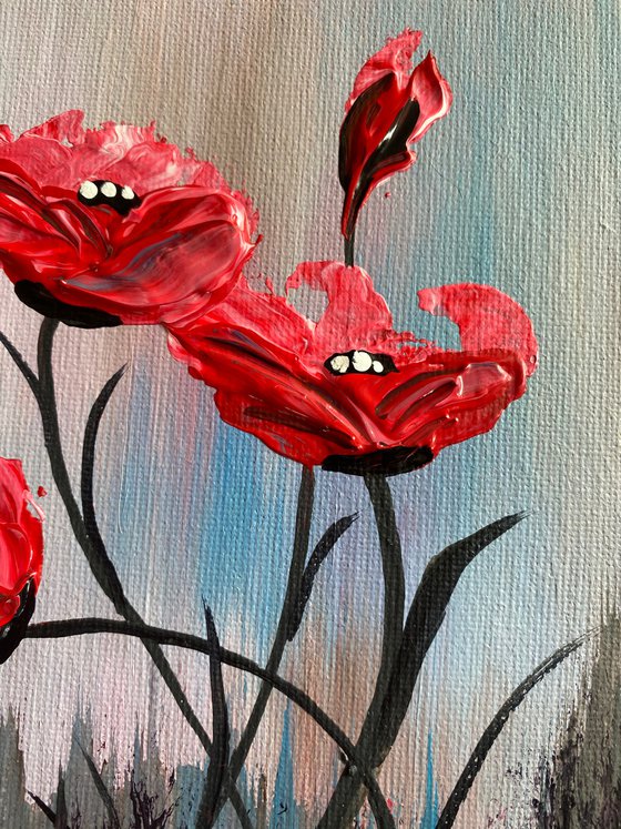 Textured Red Poppies