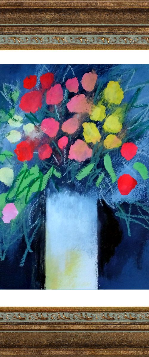 Spring Bouquet in a White Vase by Jan Rippingham
