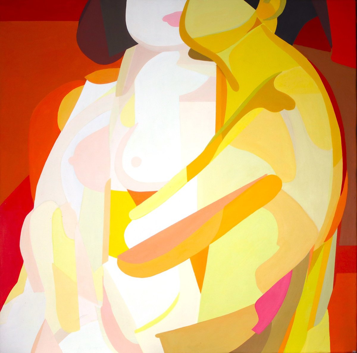 Impressionistic Portrait Acrylic Painting By Vast Swamp, 24 X 24", Kiss, Original Artwork