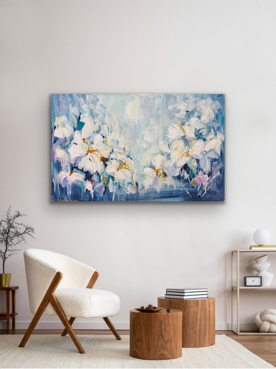 Whispers of white bloom,