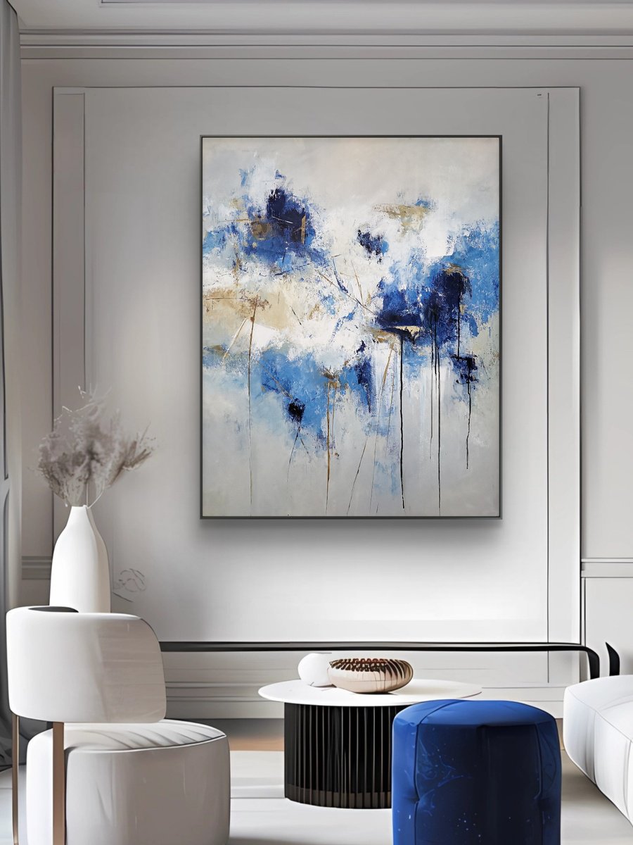 Expressive Abstract Acrylic Painting By Veronika Obushikhina, 31 X 39", Emergence 3, Original Artwork