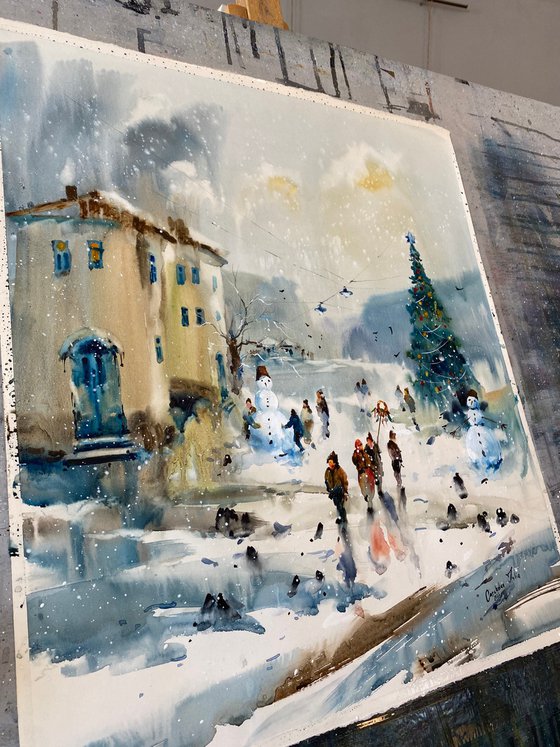 Sold Watercolor “Winter Holidays…II” perfect gift