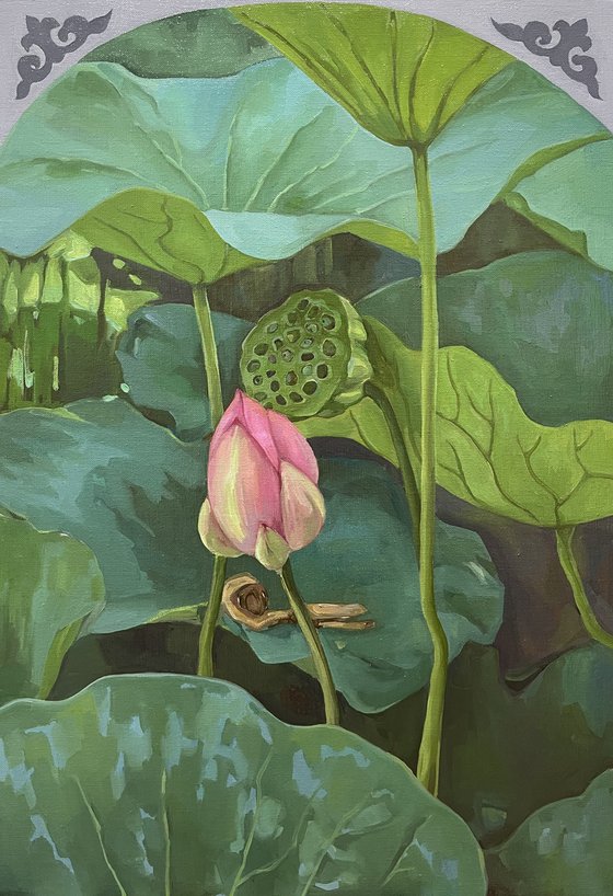 Lotus flower and pod