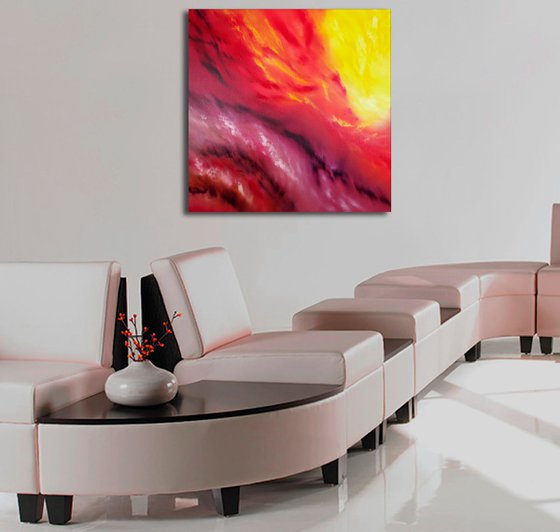 A light inside III, 80x80 cm, Deep edge, LARGE XL, Original abstract painting, oil on canvas