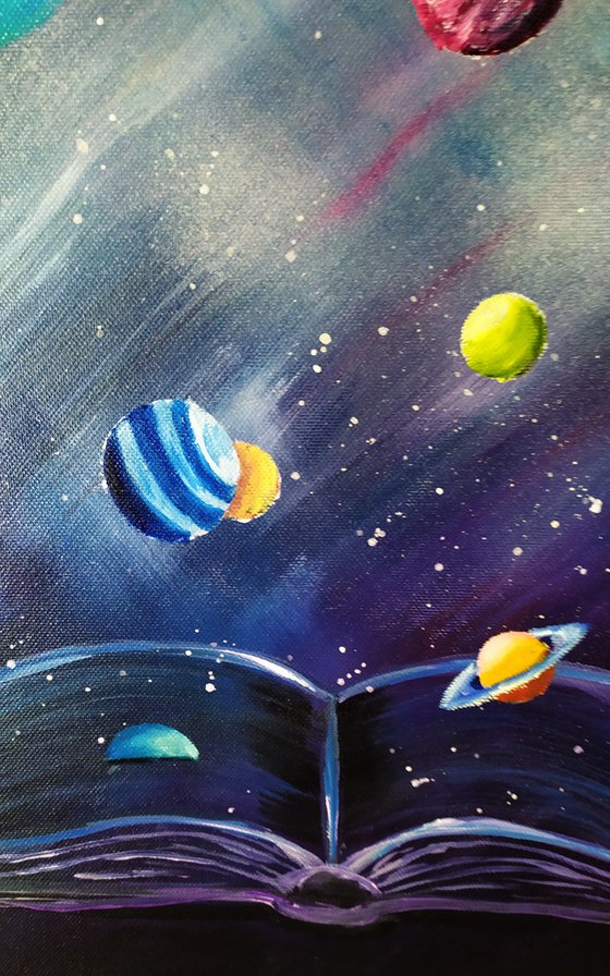 The book of Universe, original space painting, surrealistic art ...