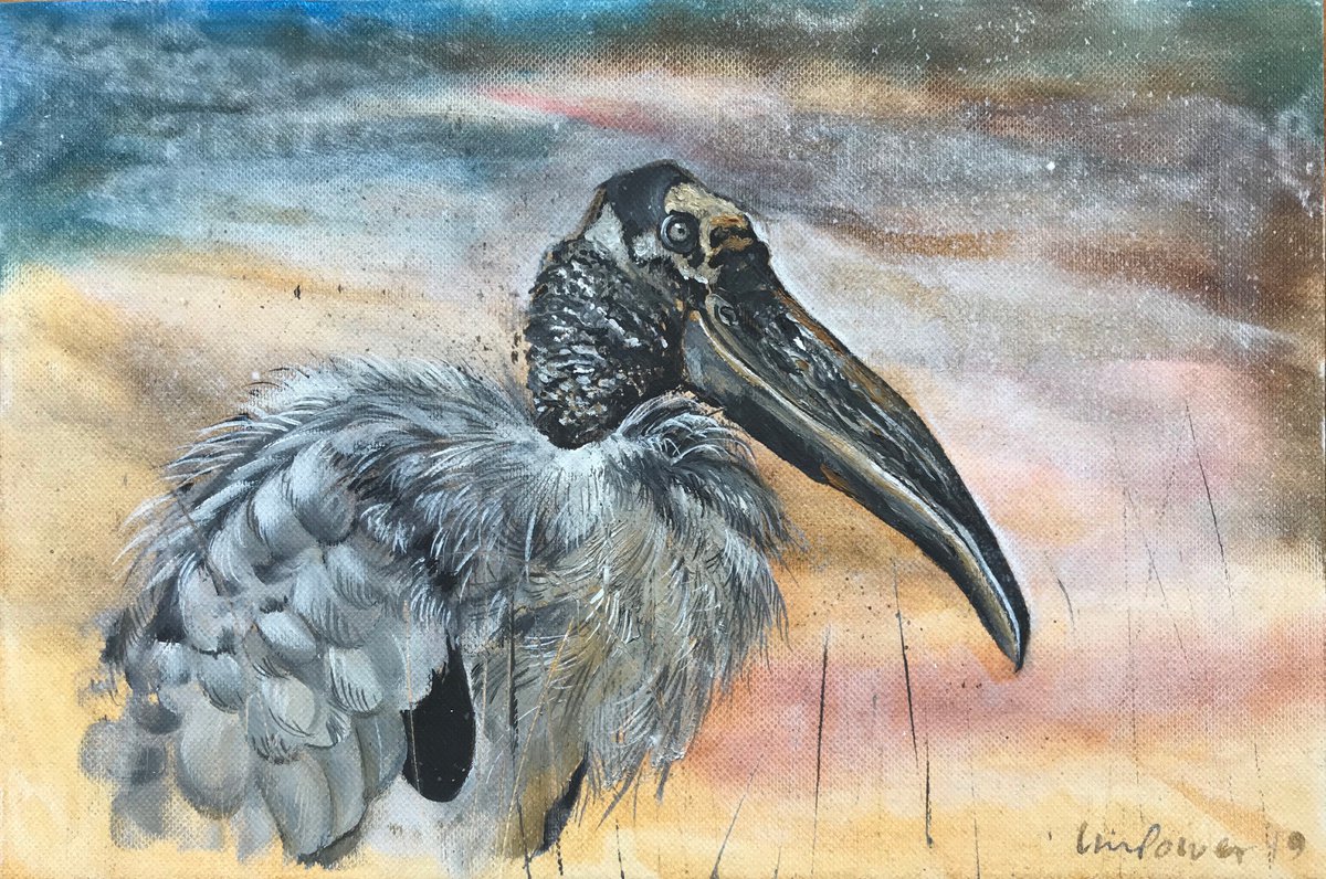 Wood Stork - oil painting by Luci Power
