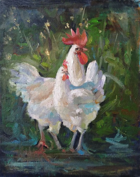 Rooster(40x50cm, oil painting, ready ti hang)