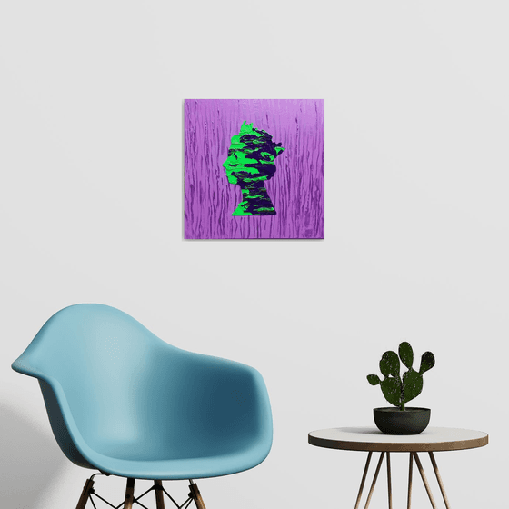 Queen #73 on purple, marble pattern PAINTING INSPIRED BY QUEEN ELIZABETH PORTRAIT