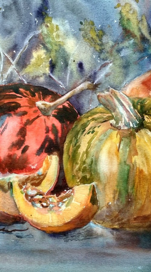 Three Orange Pumpkins by Ann Krasikova