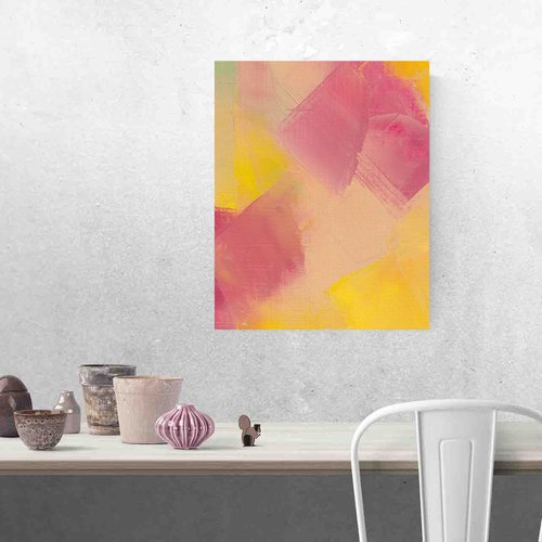 Pink and yellow abstract poetry of colors. by Olha Gitman