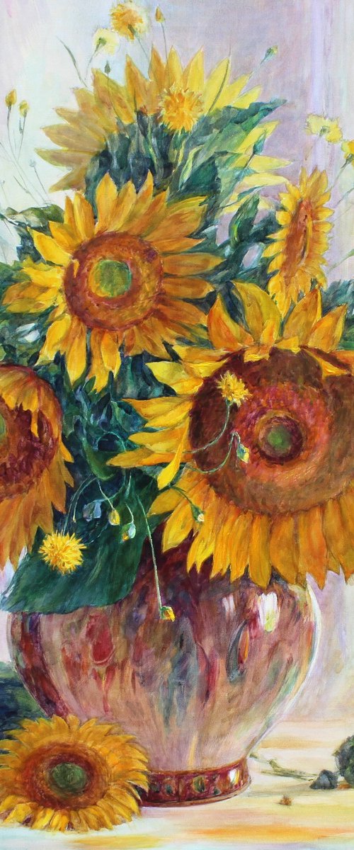 Sunflowers by the window by Volodymyr Tarabanov