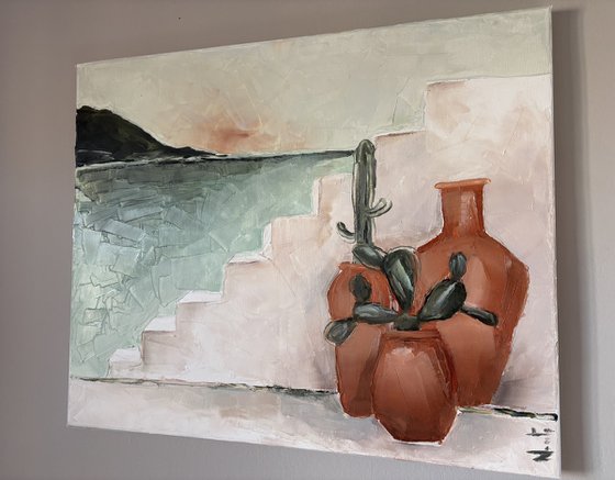 Amphora island view from Formentera impasto
