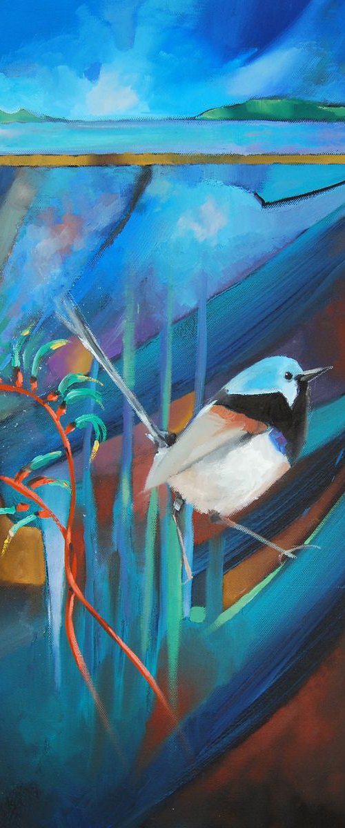 Kangaroo paw and the fairy wren by Trevor Salisbury