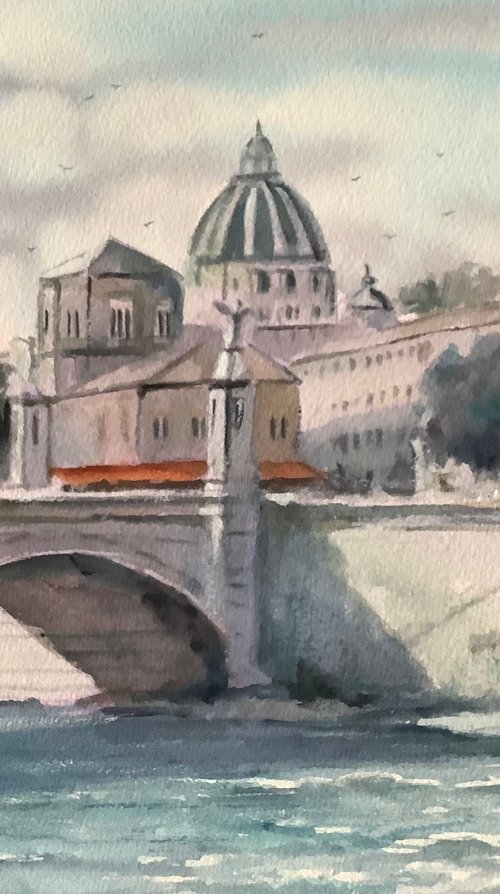 St. Angelo Bridge and Vatican. by Darren Carey