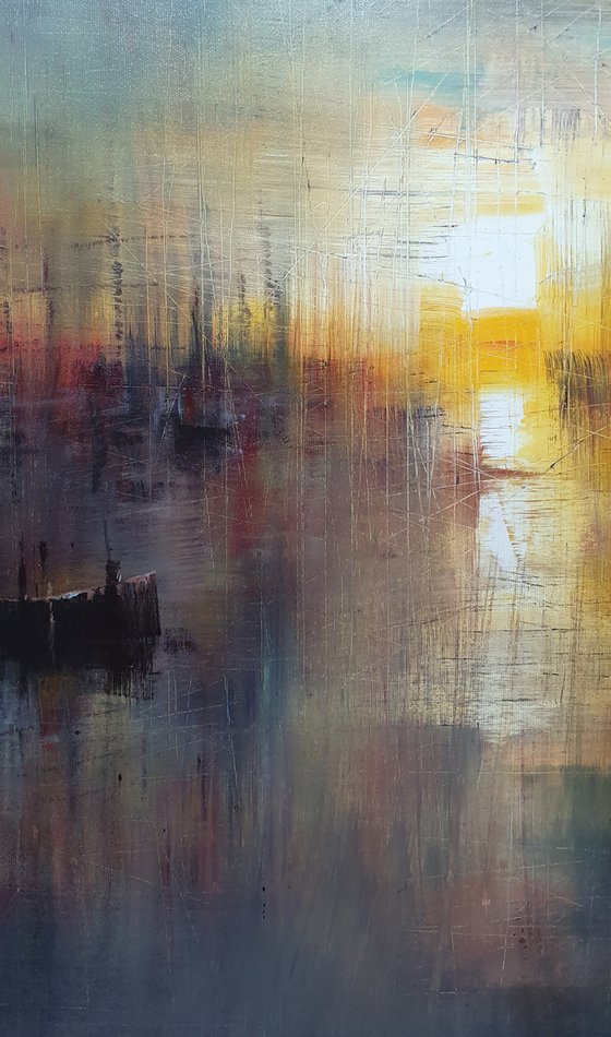 "Harbor of destroyed dreams - The sound of Ashes" W 120 x H 60 cm