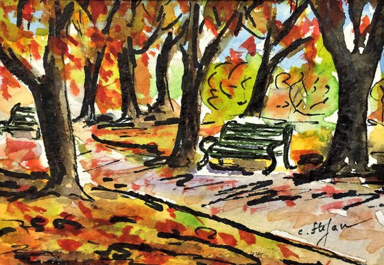 Autumn in the Park (ACEO with Mat)