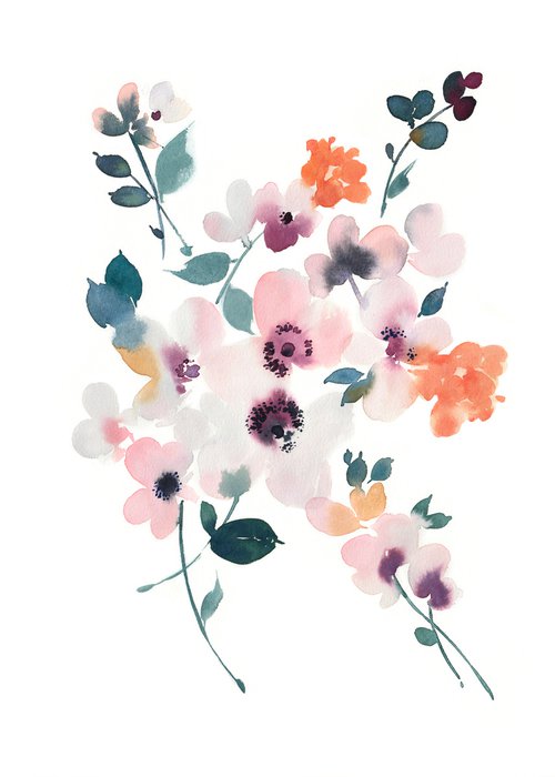 Abstract Watercolor Florals I by Anja Boban